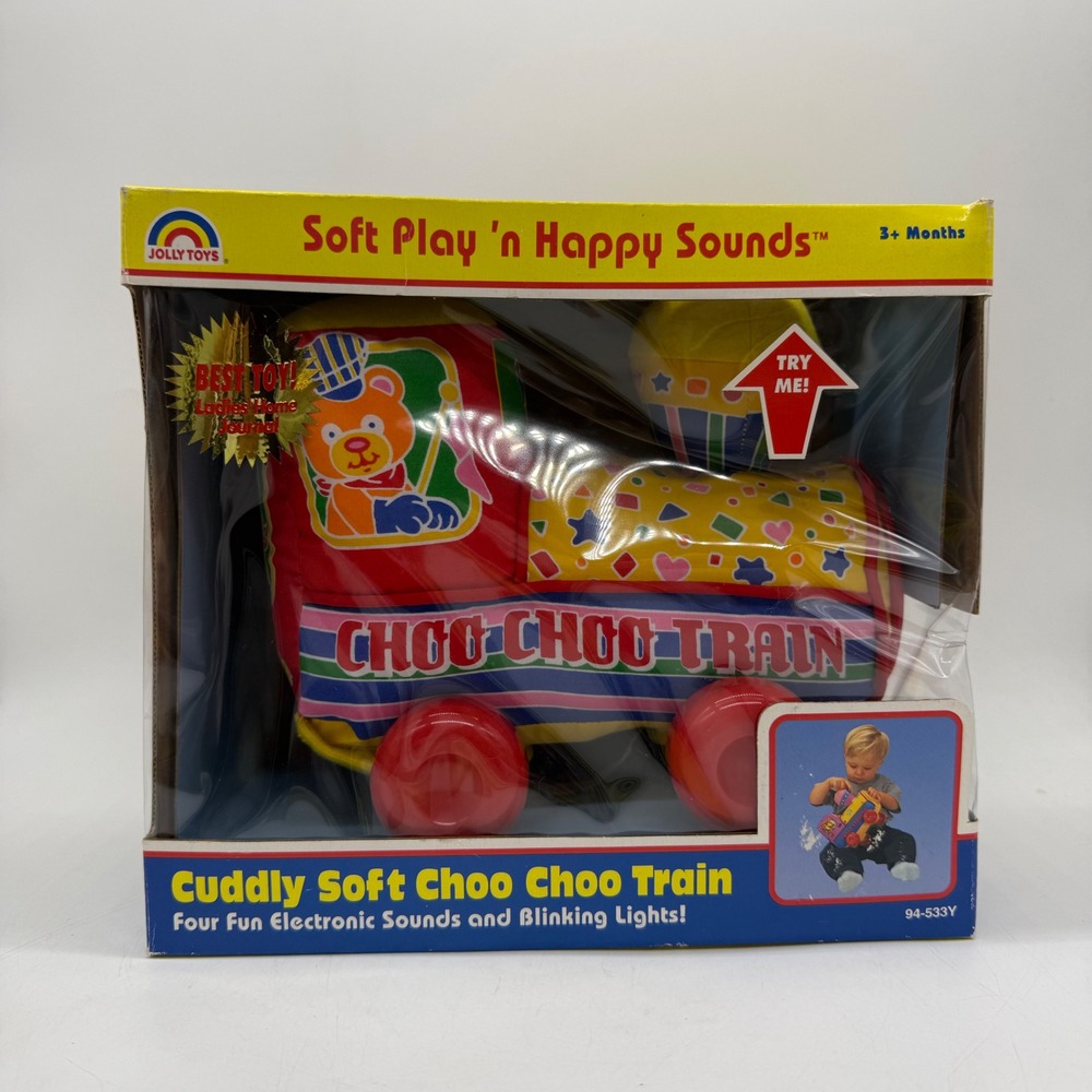 Jolly Toys Cuddly Soft Choo Choo Train Kids OS Multicolor Vintage 1993 New Box